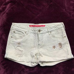 TinselTown- White Jean Shorts (sequin detail) (size 7)